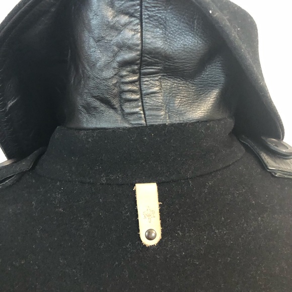 Mackage black wool, cashmere, and leather coat - Picture 5 of 9